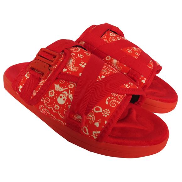 New DRACO Red/White Bandana Men's Slides Sz 11-11.5 -12 w/ Dust Bag - Picture 3 of 6